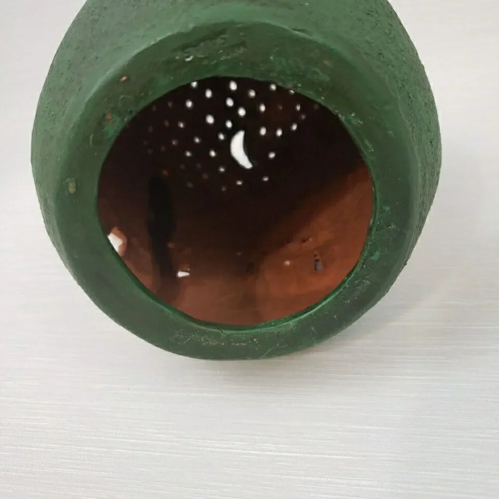 Peruvian Village Egg Shaped Luminary Candle Cover Terra Cotta Folk Art Salas